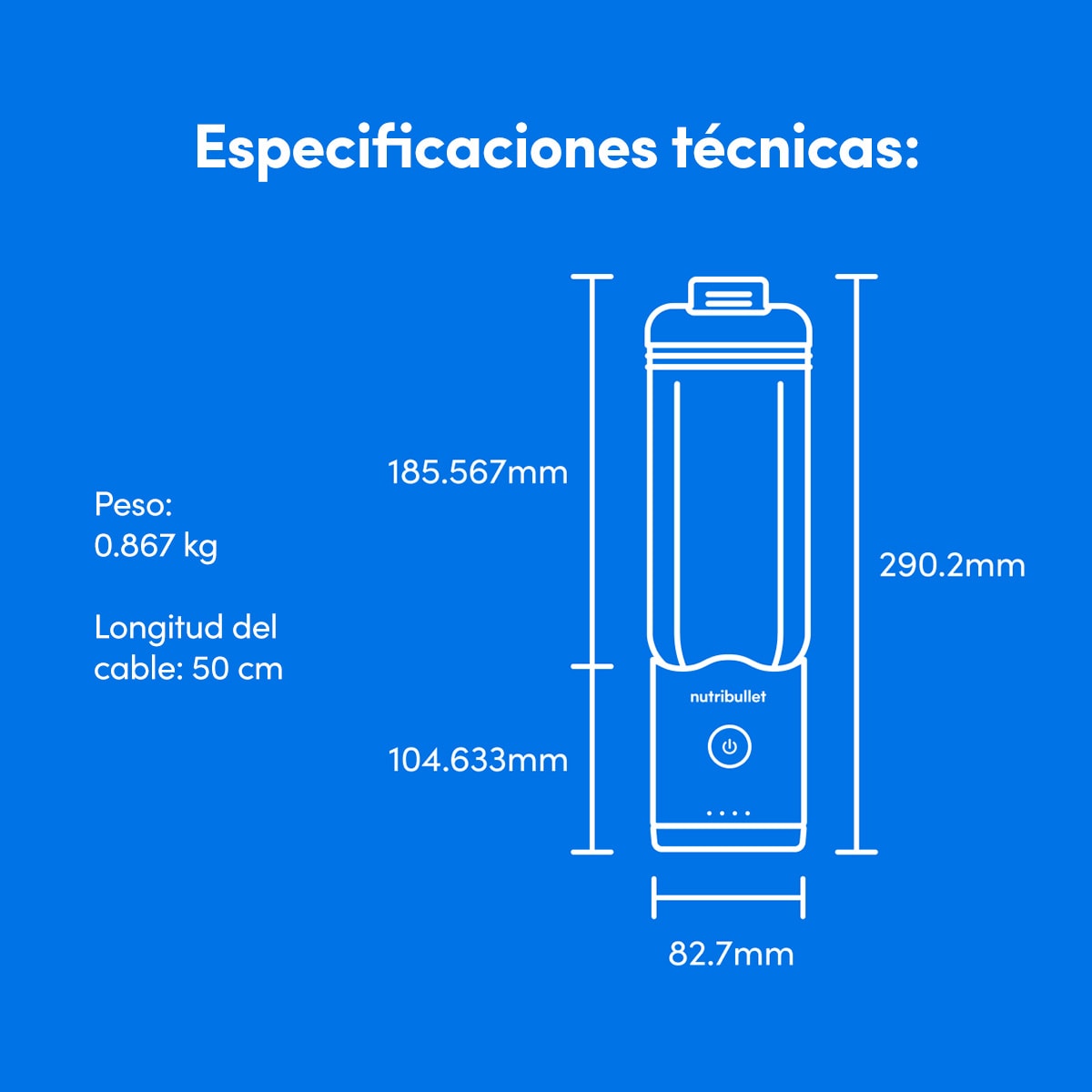 Nutribullet Portable Flex con carga USB, Blanco. Nutribullet — imagen 8