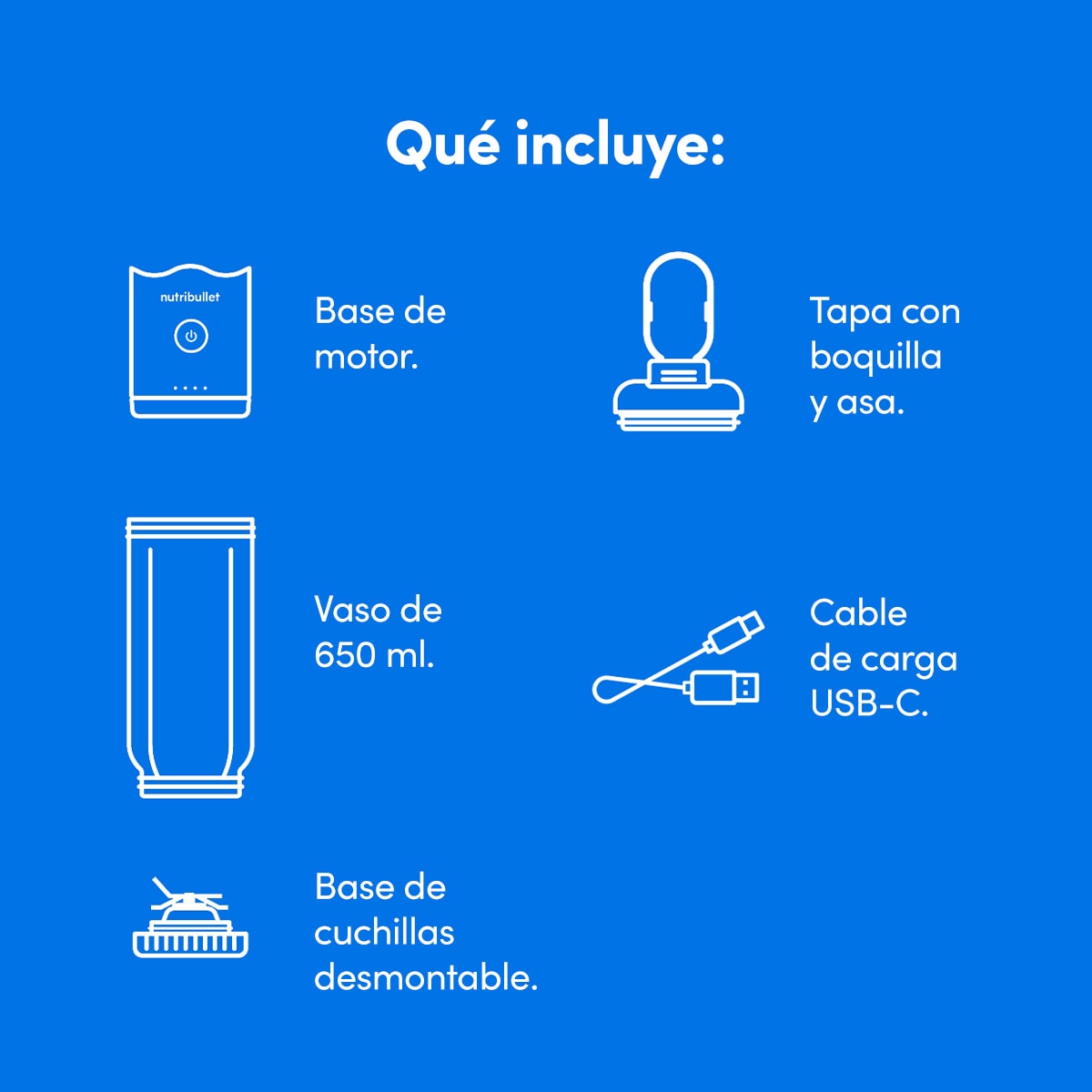 Nutribullet Portable Flex con carga USB, Blanco. Nutribullet — imagen 9