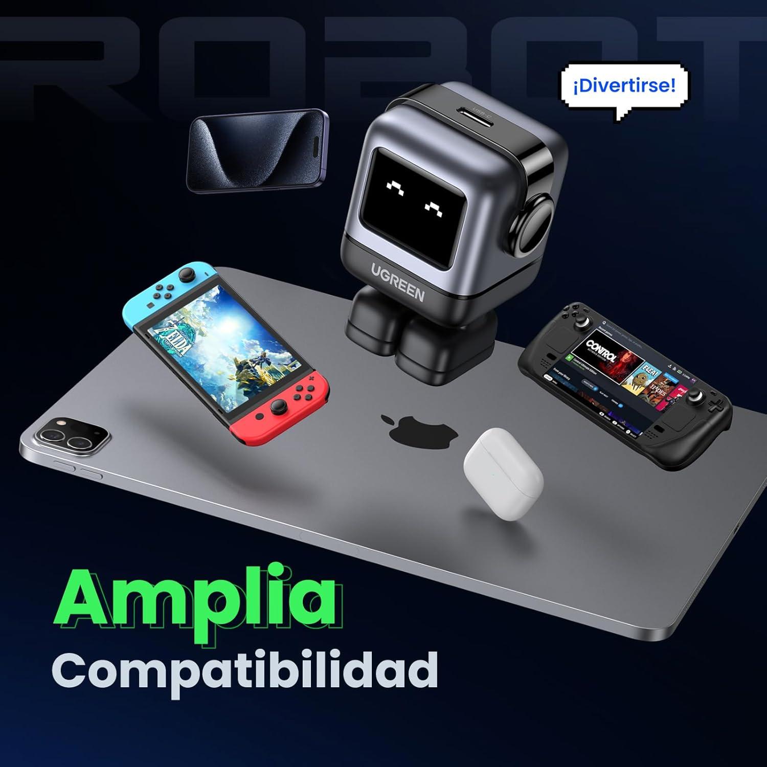 Cargador Ugreen Nexode 30W USB-C Robot Gris Rápido — imagen 7