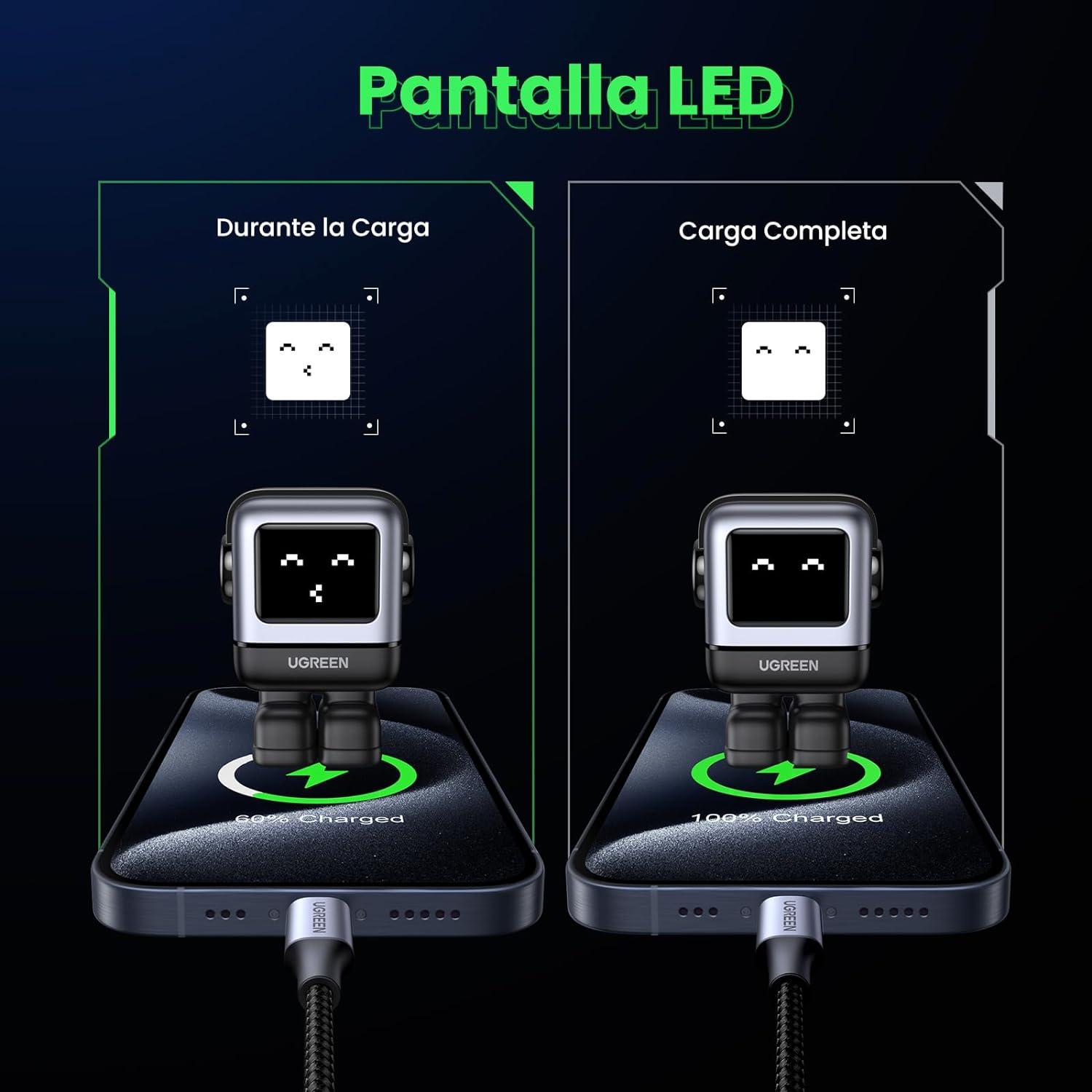 Cargador Ugreen Nexode 30W USB-C Robot Gris Rápido — imagen 3