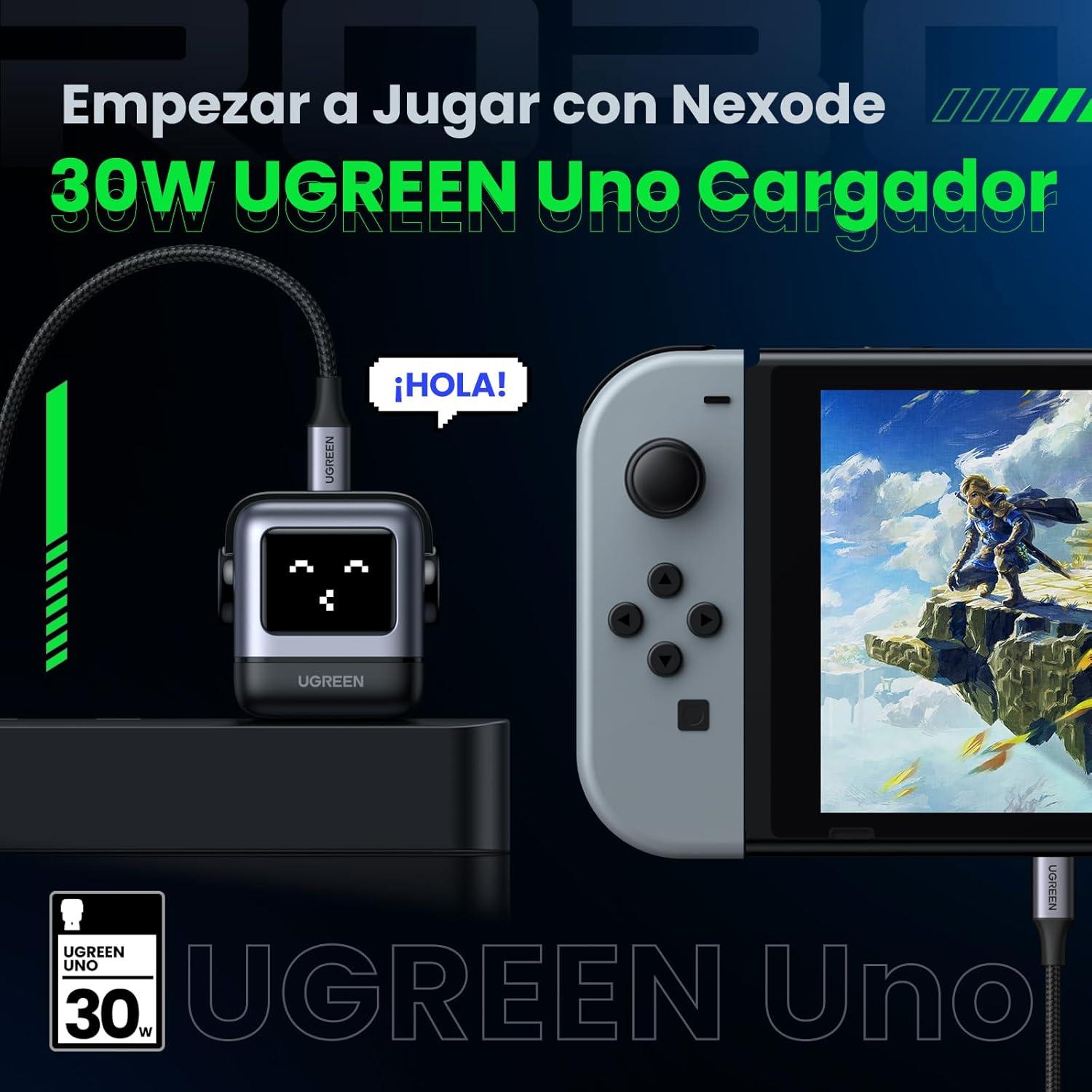 Cargador Ugreen Nexode 30W USB-C Robot Gris Rápido — imagen 5