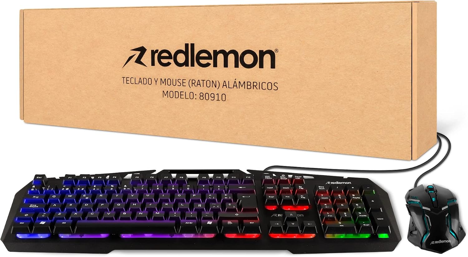 Mouse y Teclado Alámbrico USB con Luz LED para PC Gaming, Teclado Semi Mecánico con Soporte para Celular, Mouse 4 Niveles de dpi, Kit Plug & Play Compatible con Windows — imagen 4