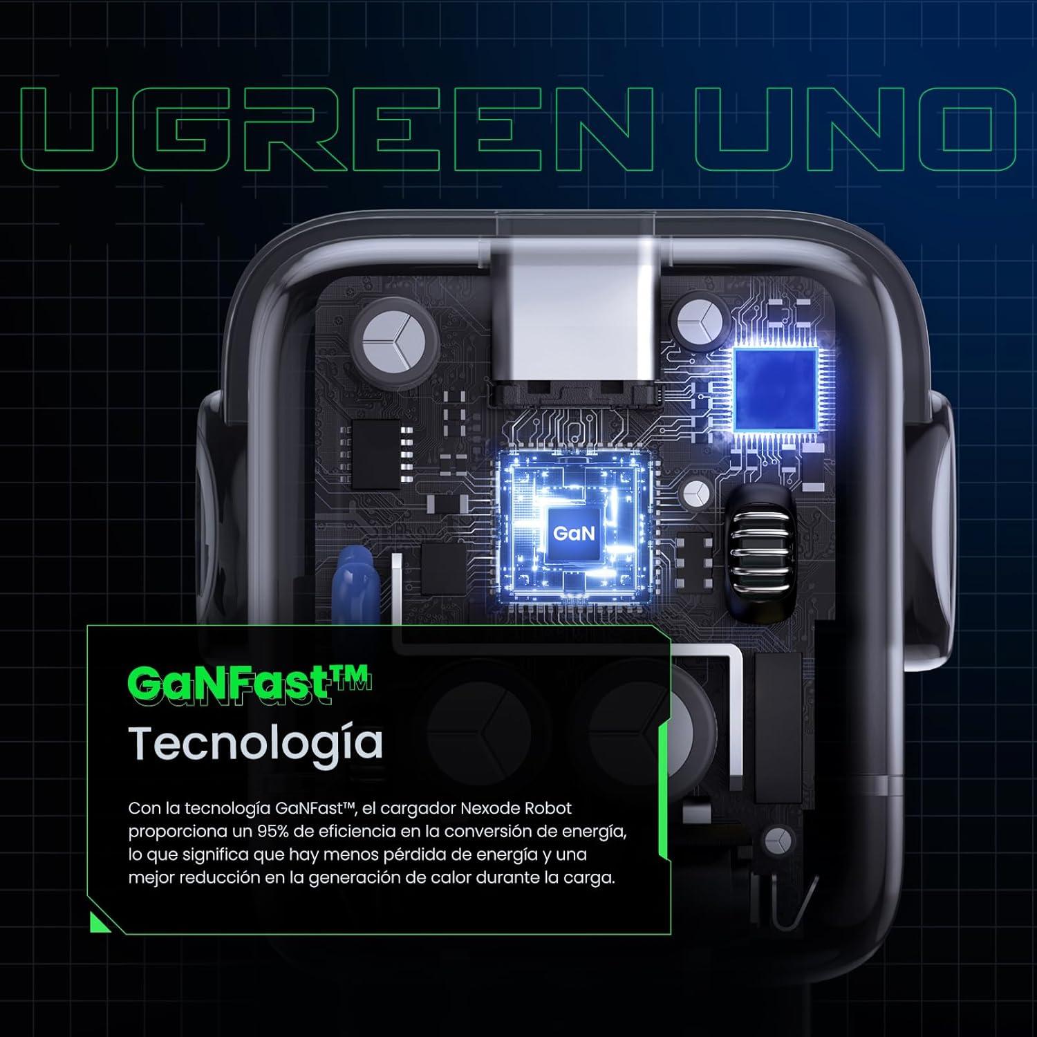 Cargador Ugreen Nexode 30W USB-C Robot Gris Rápido — imagen 6