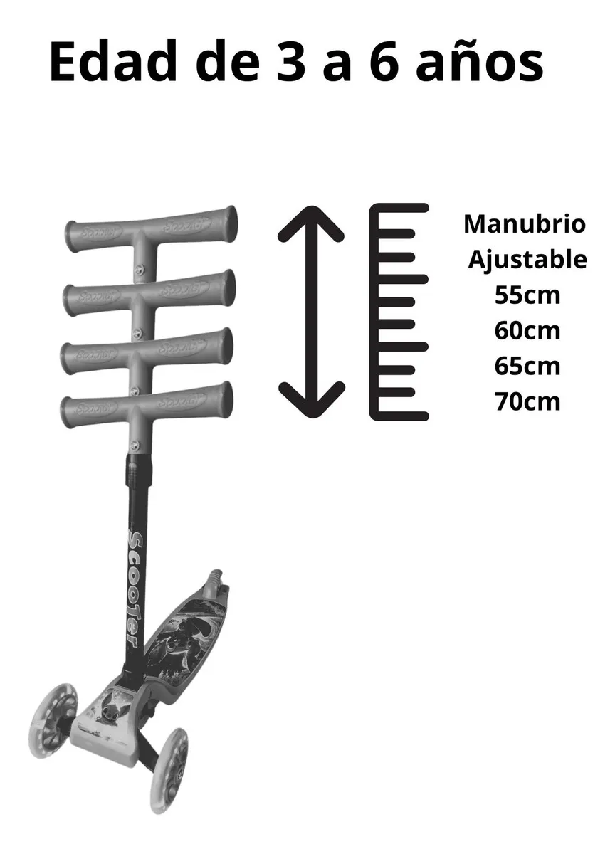 Scooter Infantil de Tres Ruedas con Manubrio Ajustable — imagen 6