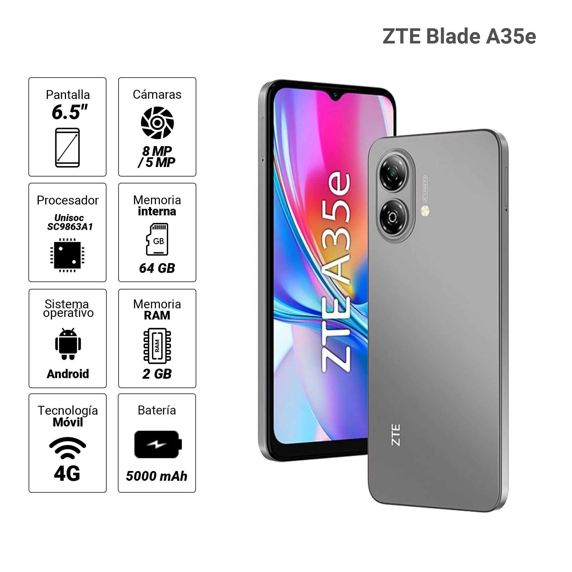 Celular ZTE Blade A35e 2ram+64gb — imagen 4