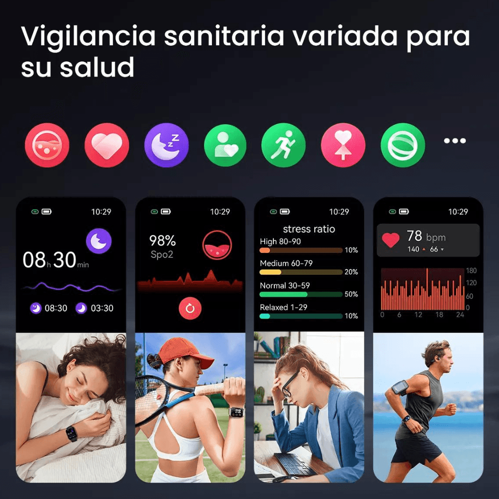 Smartwatch Filwans GTS Mini Plata Pantalla 1.85'' HD, Llamadas Bluetooth, Salud y Fitness, Batería de Larga Duración, IP68 — imagen 7
