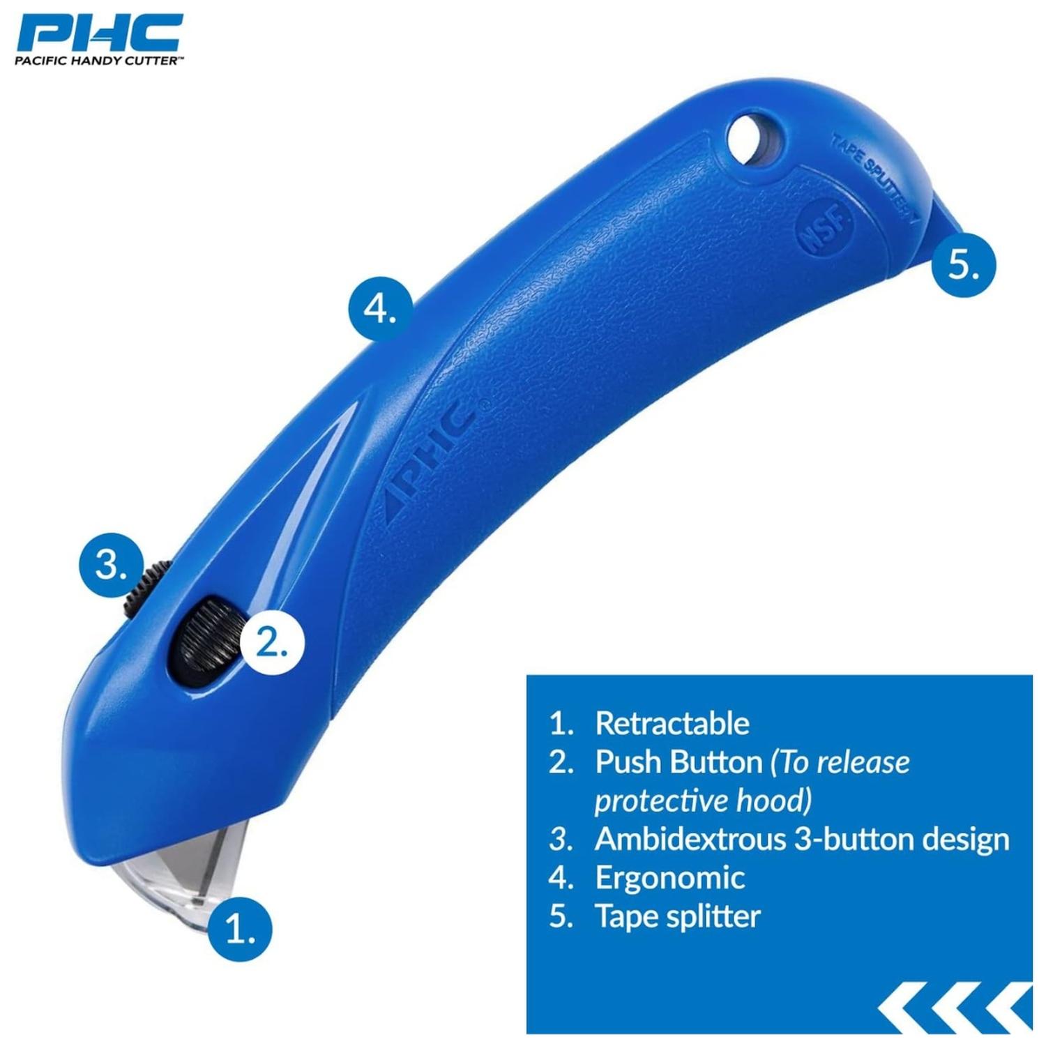 Cutter De Seguridad Pacific Handy Cutter Rsc-432 Con Cuchilla Retráctil Automática, Diseño Ergonómico Y Resistente Para Abrir Cajas Y Empaques En Restaurantes, Supermercados, Tiendas Y Almacenes — imagen 4
