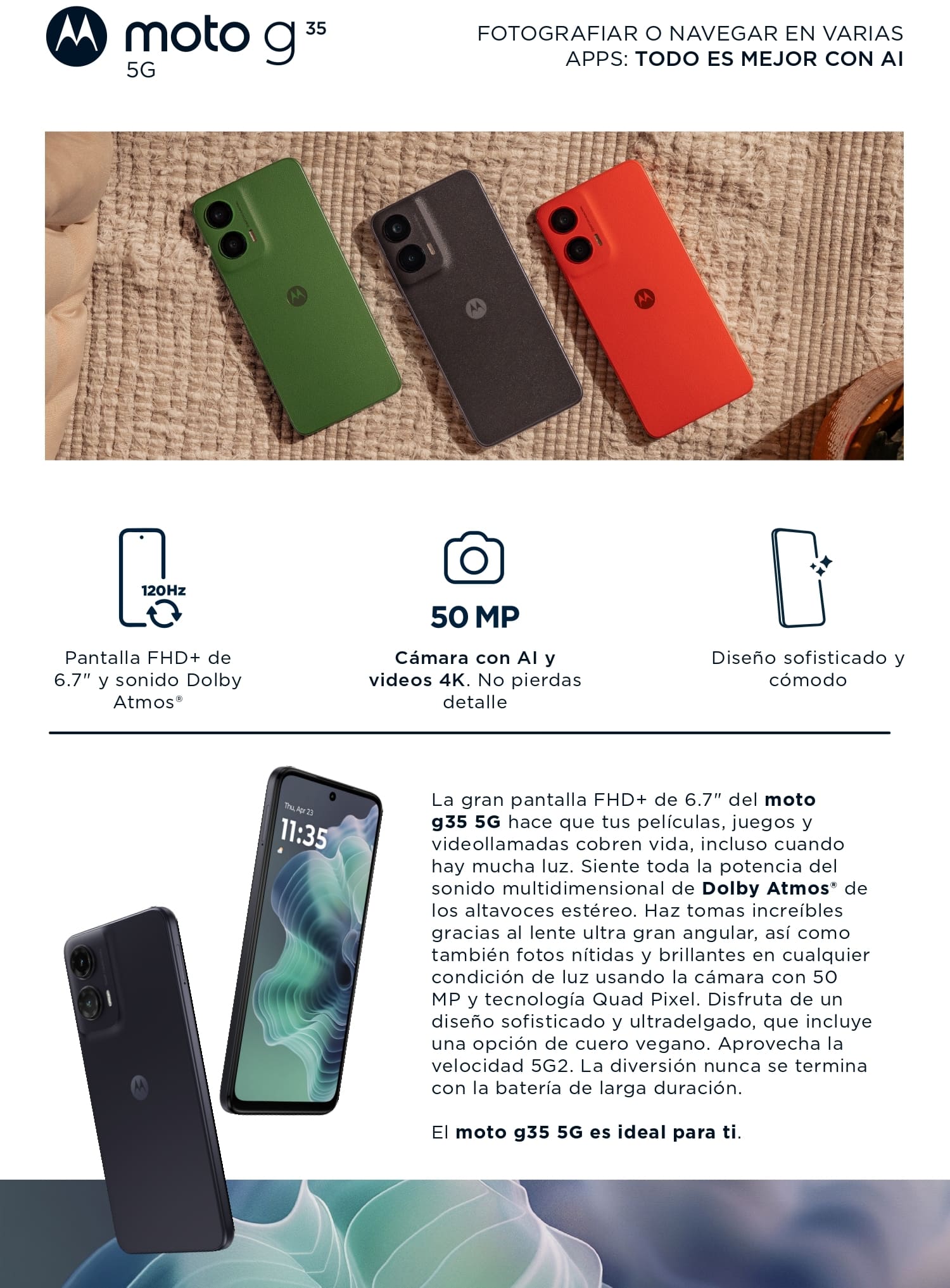 Celular Motorola G35 (5G) 4+8+256gb — imagen 2